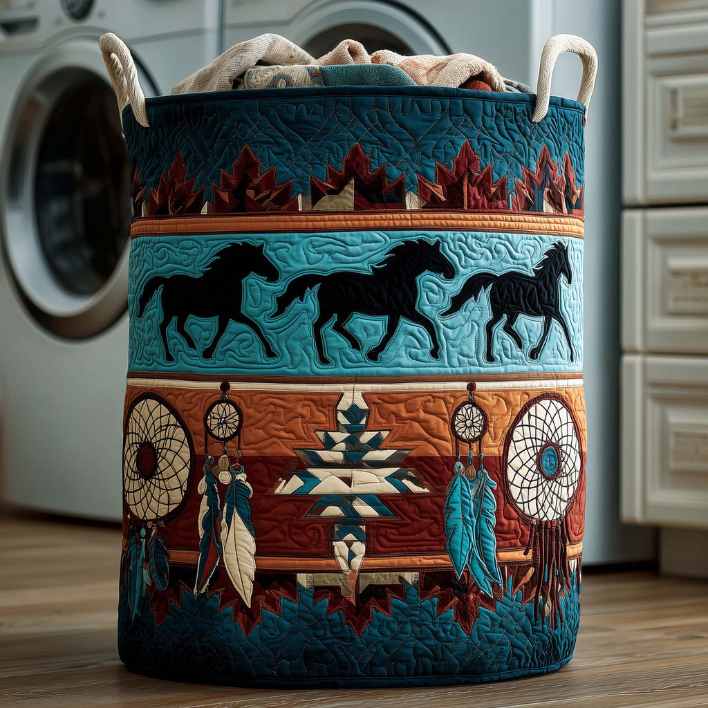 Native Horse Quilted Laundry Basket GFTOYC2667