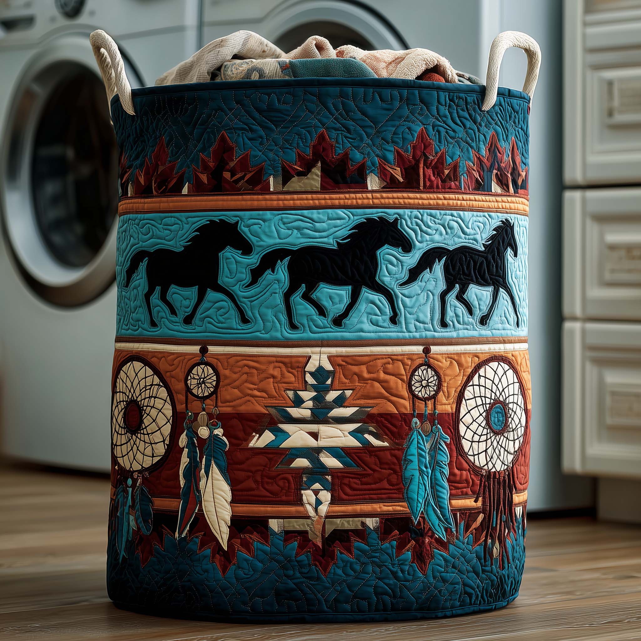 Native Horse Quilted Laundry Basket GFTOYC2667