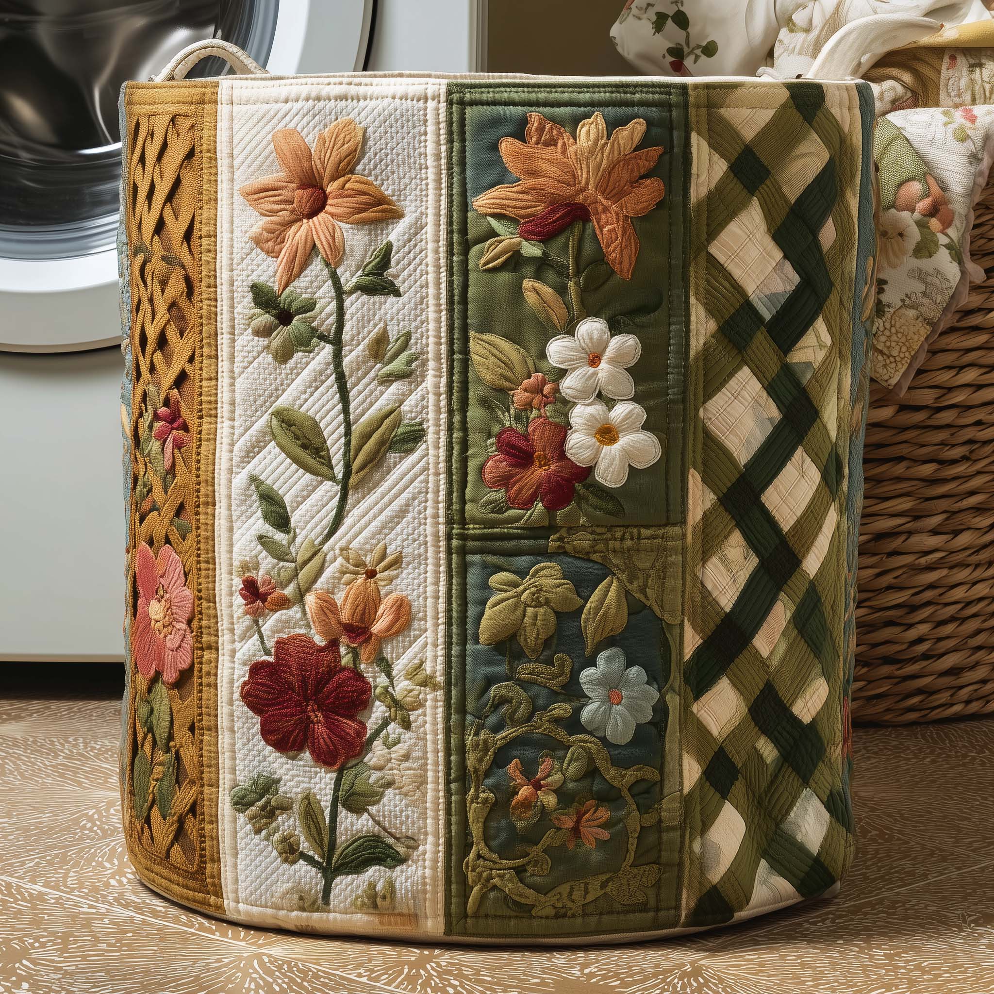 Floral Bloom Quilted Laundry Basket GFTOYC2749