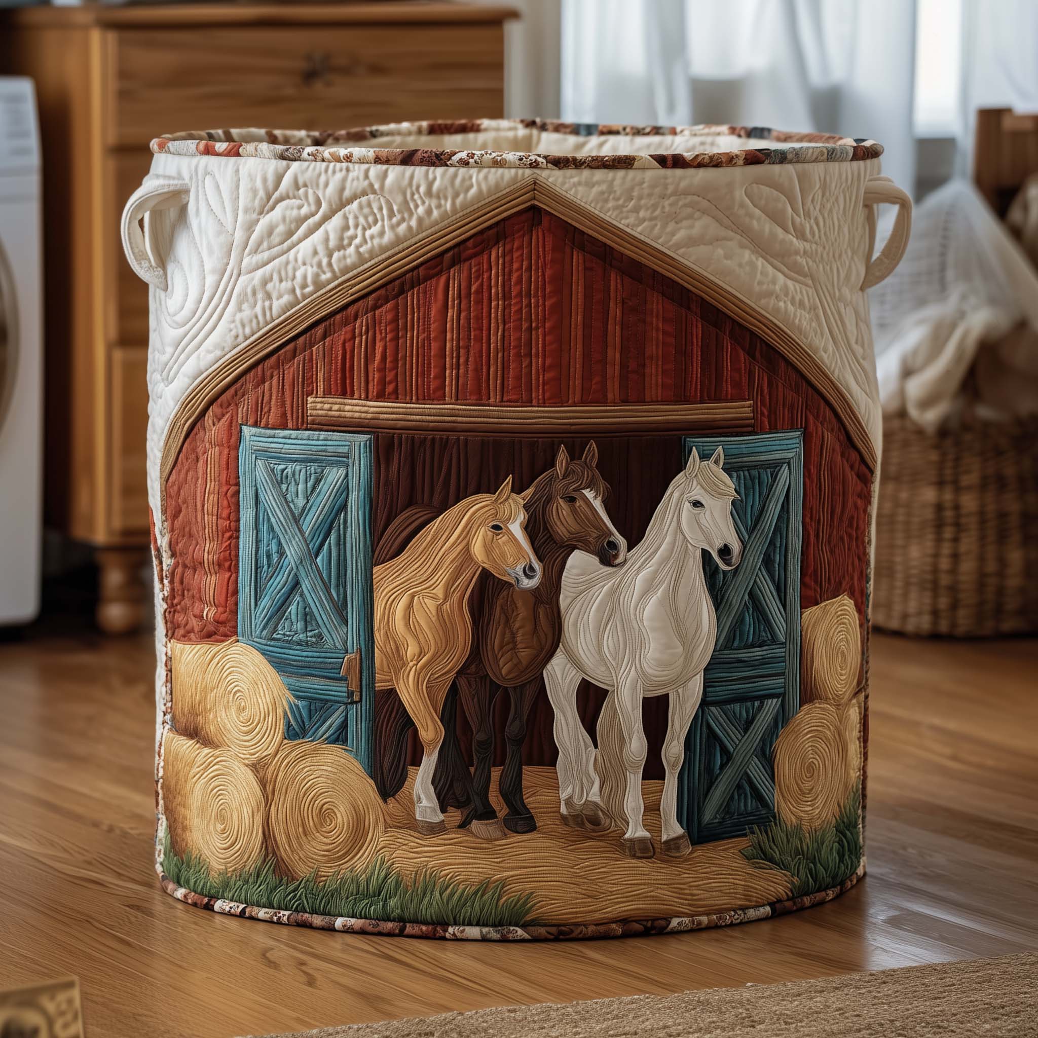 Village Farm Quilted Laundry Basket GFTOYC2923