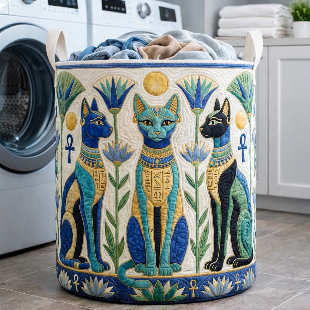 Cheeky Cat Quilted Laundry Basket GFTOYC3394