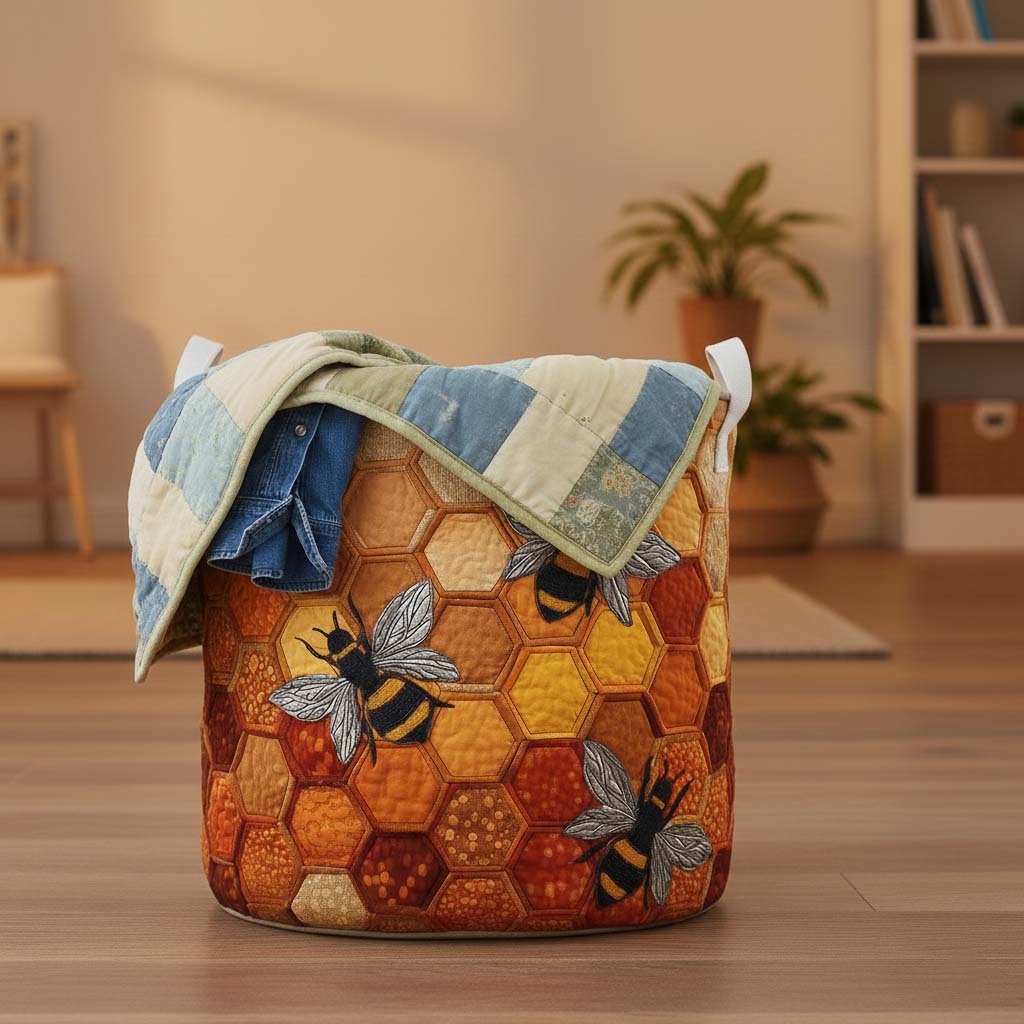 Golden Buzz Quilted Laundry Basket GFTOQM1825
